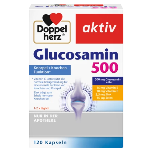 Abbildung der Produktverpackung Doppelherz aktiv Glucosamin Kapseln 500 Frontansicht